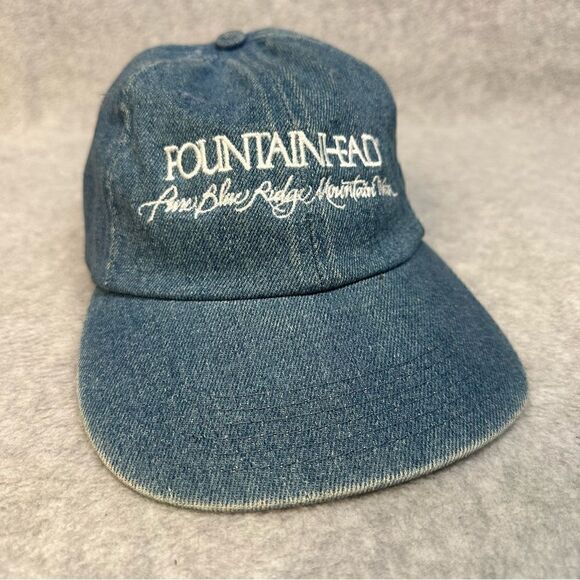 Fountainhead Denim Golf Hat Ballcap OSFA Blue Hook And‎ Loop Strap Casual Club - Picture 1 of 10